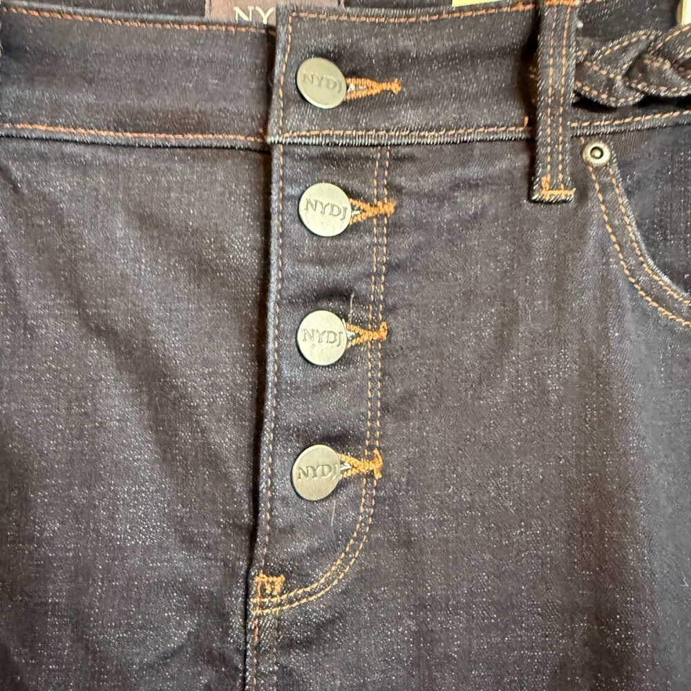 NYDJ High Rise Button Fly Jeans in Deep Blue - Picture 5 of 9